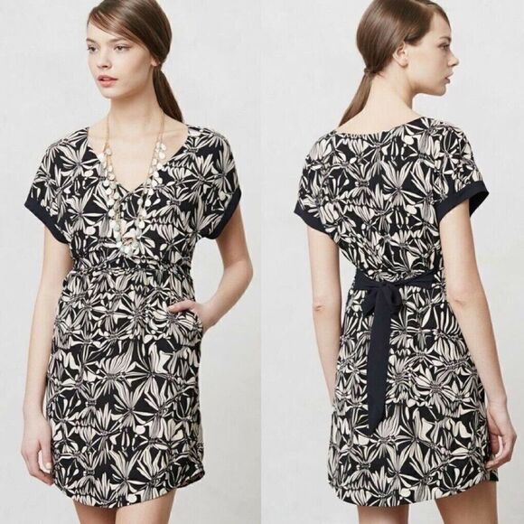 Anthropologie Postmark Size Small Floral Gathered Sonata Dress - Picture 1 of 5
